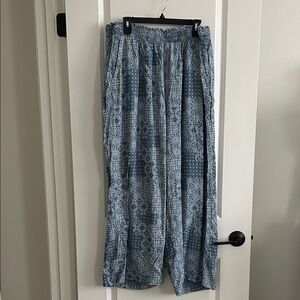 Jane & Delancey Blue Patterned Wide-Leg Pants